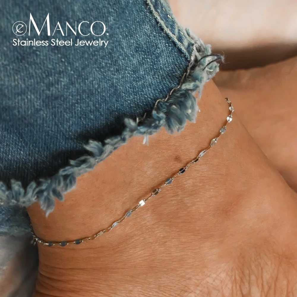 eManco Fine Stainless Steel Silver Color Fish Lips Chain Anklet Womens Summer Beach Foot Jewelry Leg Minimalist Anklet W250604