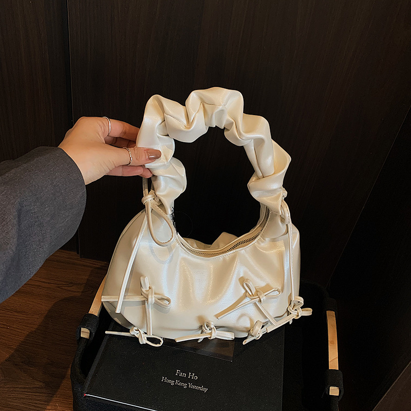 Wrinkled shoulder bag new bow tie shoulder cloud fashion bag cute fashion women s armpit bag designer women s crossbody bag handbag