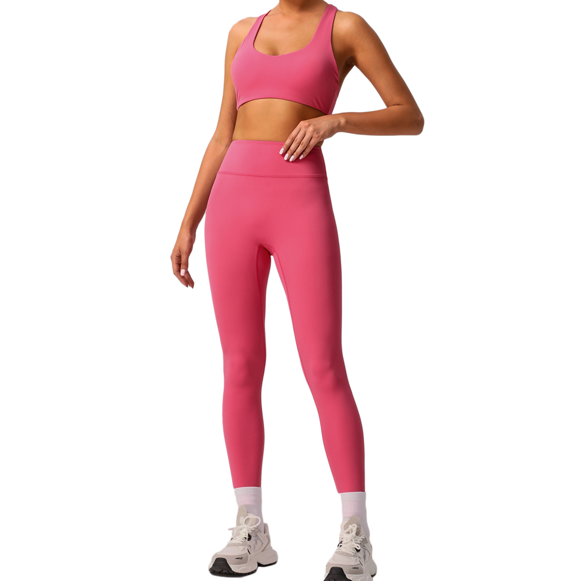 Solid color double-sided brushed breathable tight yoga clothing suit sports running fitness