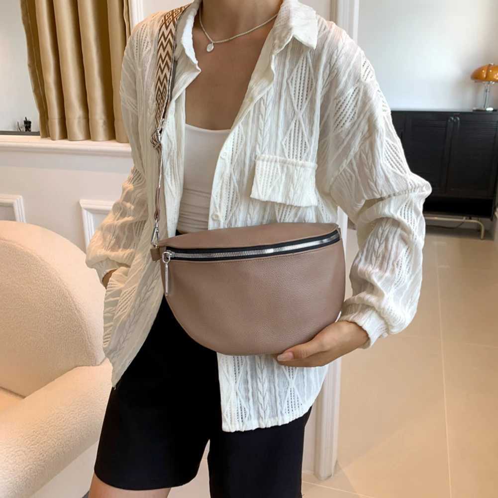 PU Leather Bum Bags Wide Strap Crossbody Pouch Chest Purse Jacquard Weave Waistpack Sports Fanny Packs Half Moon Belt Bag Bolsa W250604