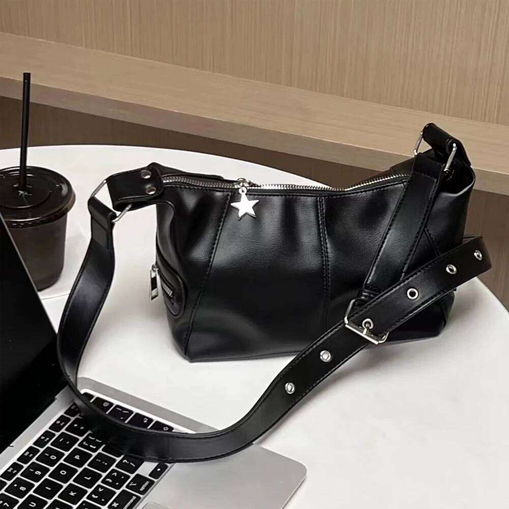 Hot Selling Y2k Korean Gothic Star Girl Black Hand Bag Haruku Aesthetic Vintage Purse Crossbody Shoulder Handbag Messenger Tote Bags Women Designer Ba