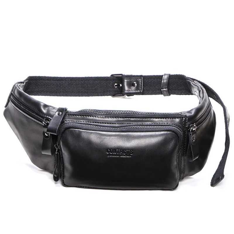 New casual small fanny pack men waist bag Cow leather male waist pack for cell phone credit cards travel chest bag men bag W250604