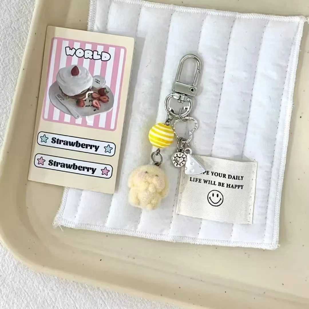 Lovely 3D Bear Rabbit Animal Keychains Key Ring For Women Gift Fluffy Cartoon Cute Bunny Pet Pendant Bag Box Car Holder Jewelry M250604