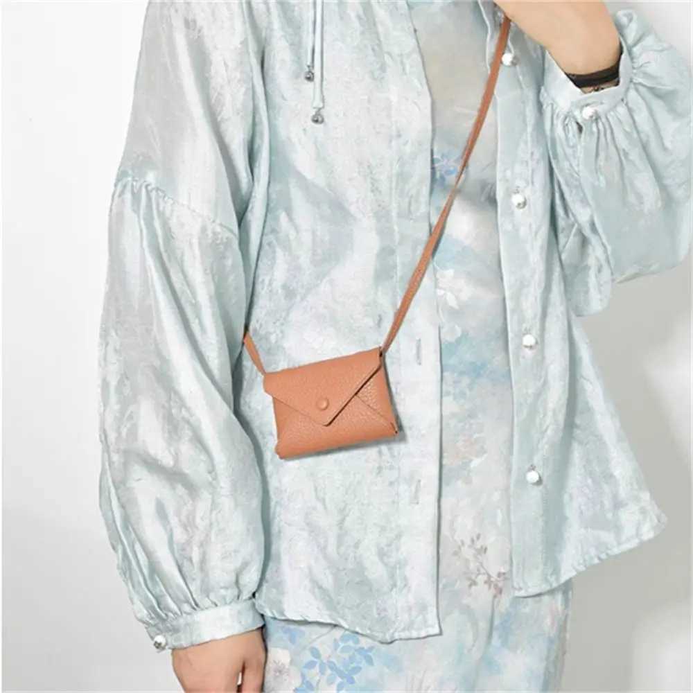 New PU Leather Shoulder Bag Solid Color Multifunctional Waist Bag Durable Mini Bag Necklace W250604