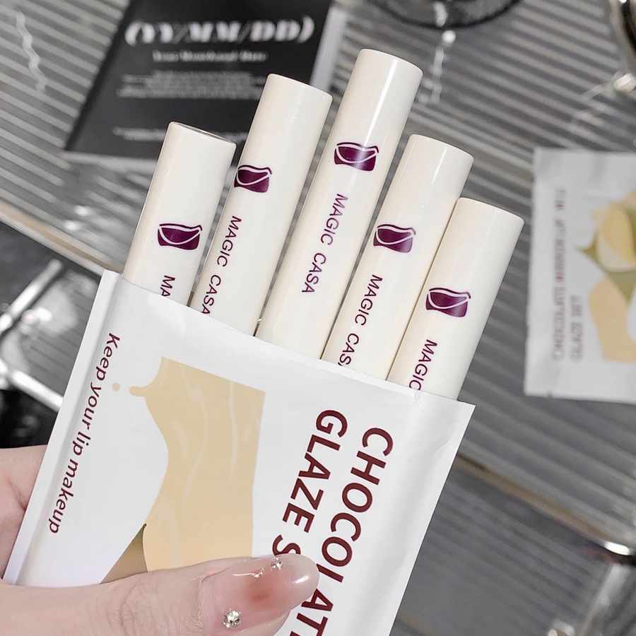 5-piece White Chocolate Mirror Lip Gloss, non-stick, creamy lip gloss set for all skin types, for everyday use DH1006