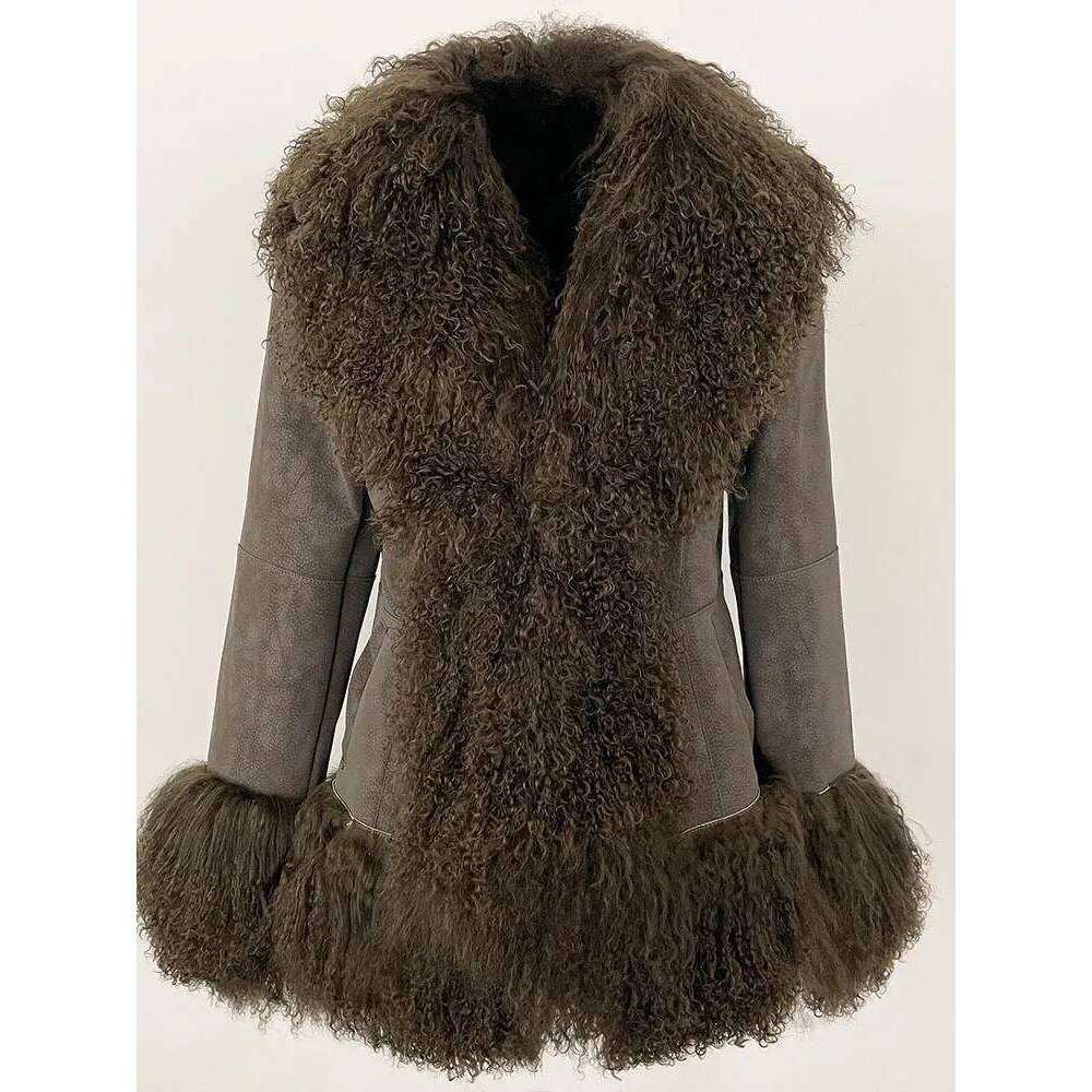 OFTBUY Thick Warm Fashion Overwear Lady 2025 New Winter Women Natural Mongolia Sheep Jacket Real Rabbit Fur Coat Female