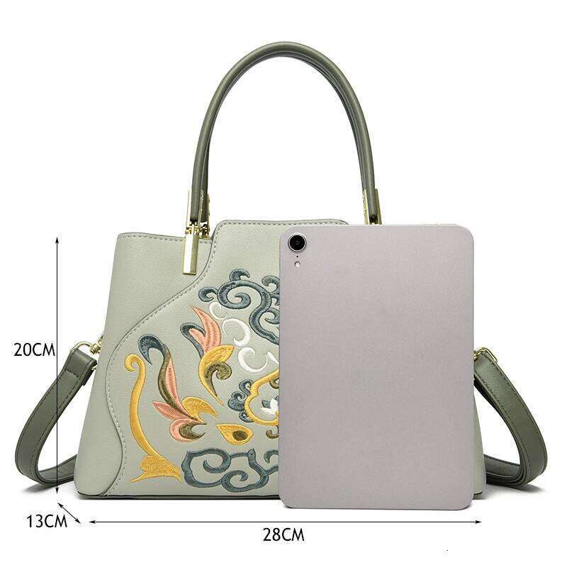 Fashion Embroidery Handbag Women Designer Pu Leather Top-handle Shoulder Crossbody Bags Ladies Tote Large Bag Purse