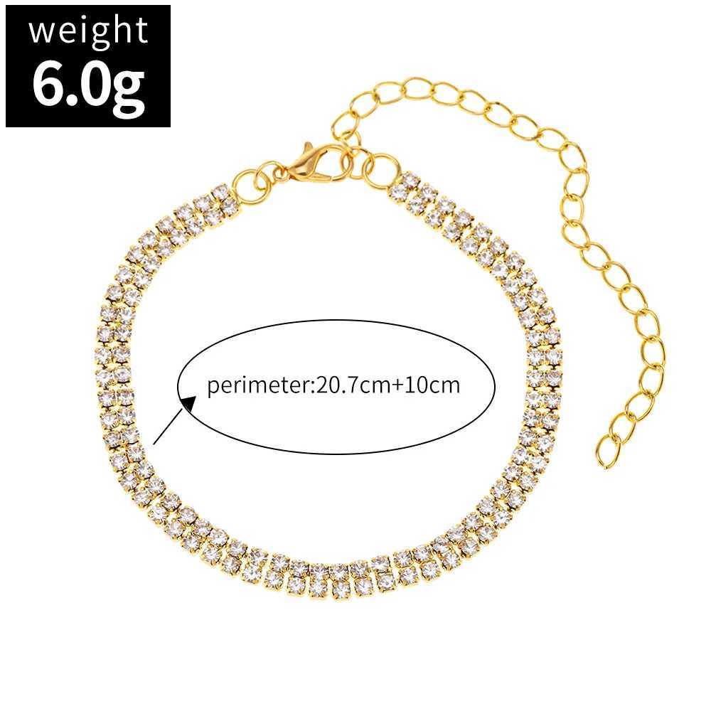 Fashion Double Row Anklet Rhinestone Beach Ankle Bracelet Chain Barefoot Tennis Summer Anklet Charm Bracelet Jewelry Gift Party W250604
