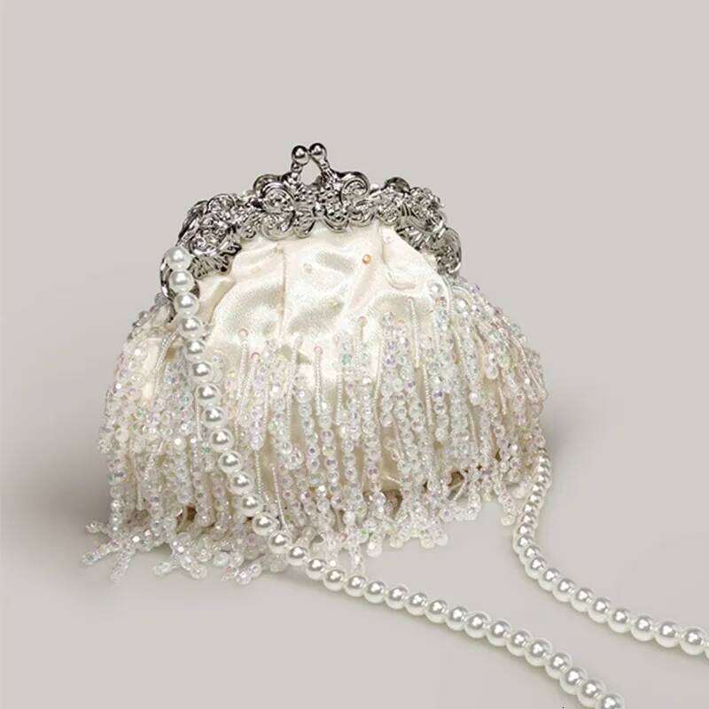 Women Evening Bag Dia Female Bead Crystal Beads Tassel Day Clutch Wedding Purse Party Banquet Bolsas Mujer