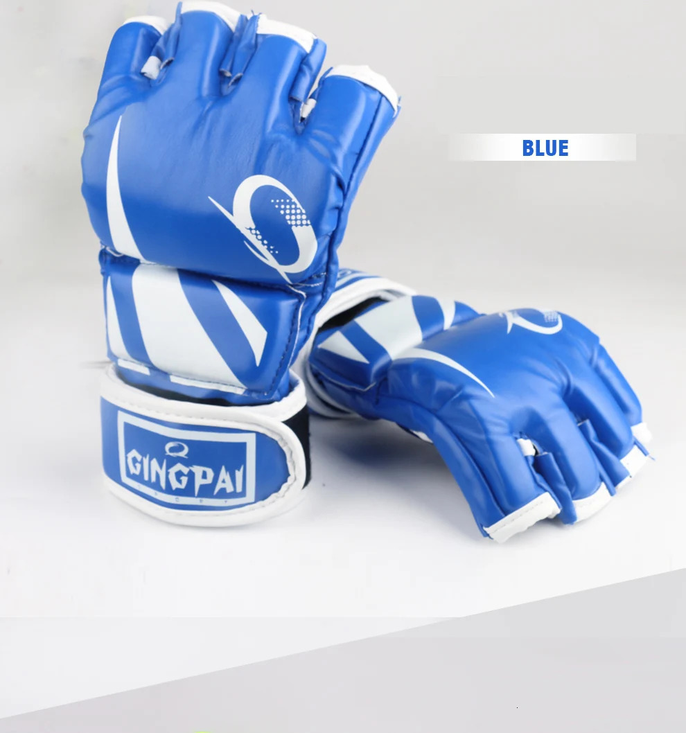 GINGPAI Mens MMA Boxing Gloves Half Finger Sanda Muay Thai Training Gloves Fighting Half Finger Gloves Taekwondo PU Material 250530