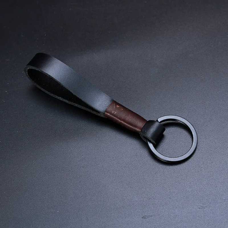 Retro Handmade Real Leather Cowhide Rope Keychain Metal Key Chains Men or Women Key Holder Key Cover Auto Keyring Gifts M250604