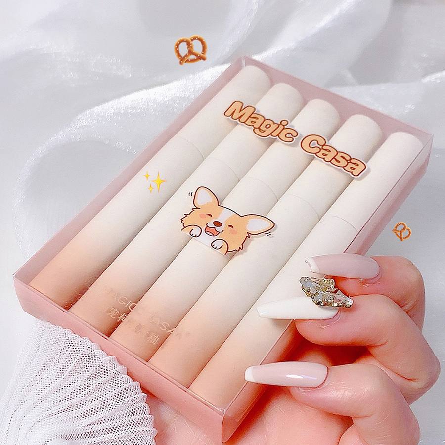 Corgi Lip Glaze Set 5pcs Boxes Corgi Matte Velvet Lip Glaze Lipstick Student Lip Gloss DH1004