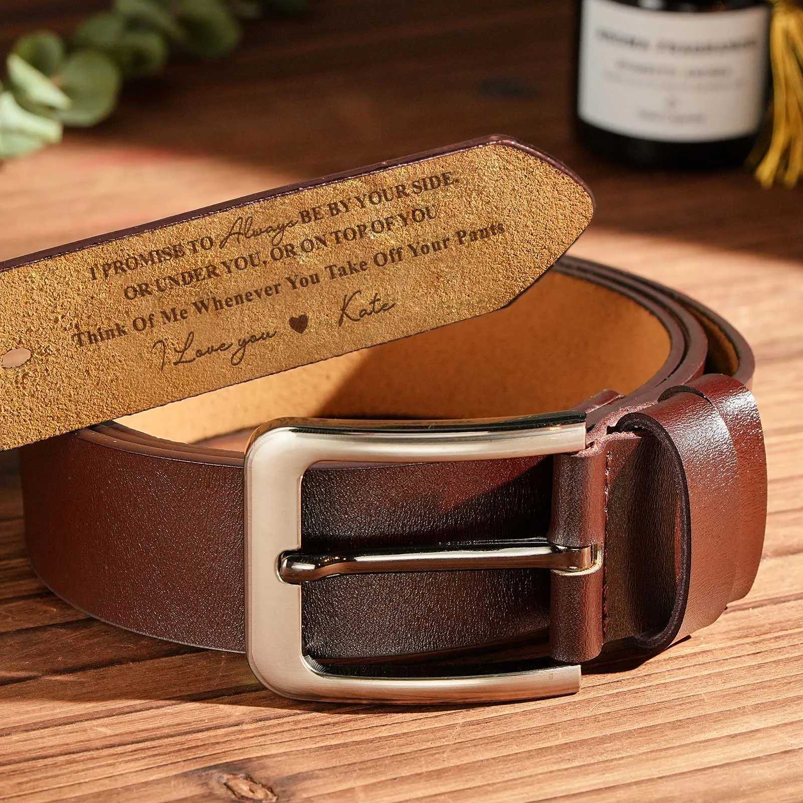 Personalized Belt Gifts for Fathers Day Him Custom Text Engraved Genuine Leather BeltsConfirm Text Via Chat Before Ordering W250604
