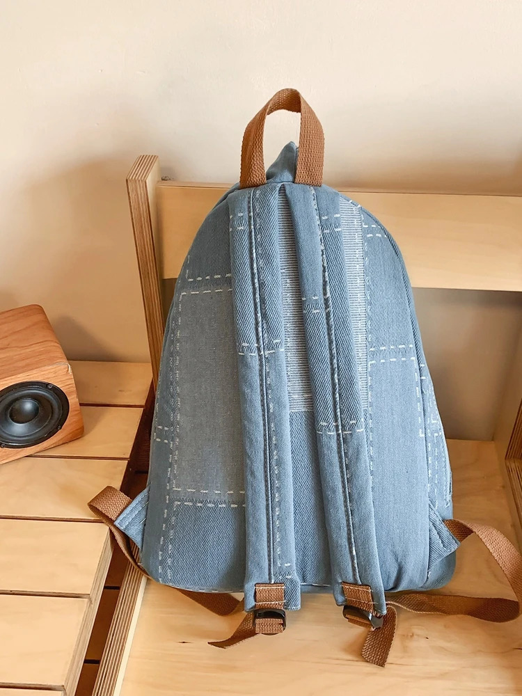 Women Denim Vintage College Backpack Lady Leisure Retro Trendy Female Patchwork Book Bag Fashion Cute Travel School Bag 250530