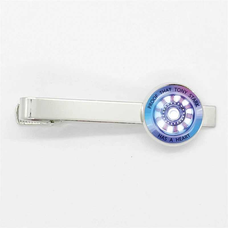 Proof That Tony Stark Has A Heart Tie Clips High Quality Glass Dome Photo Jewelry Men Necktie Clip Pin Suit Accessories W250604