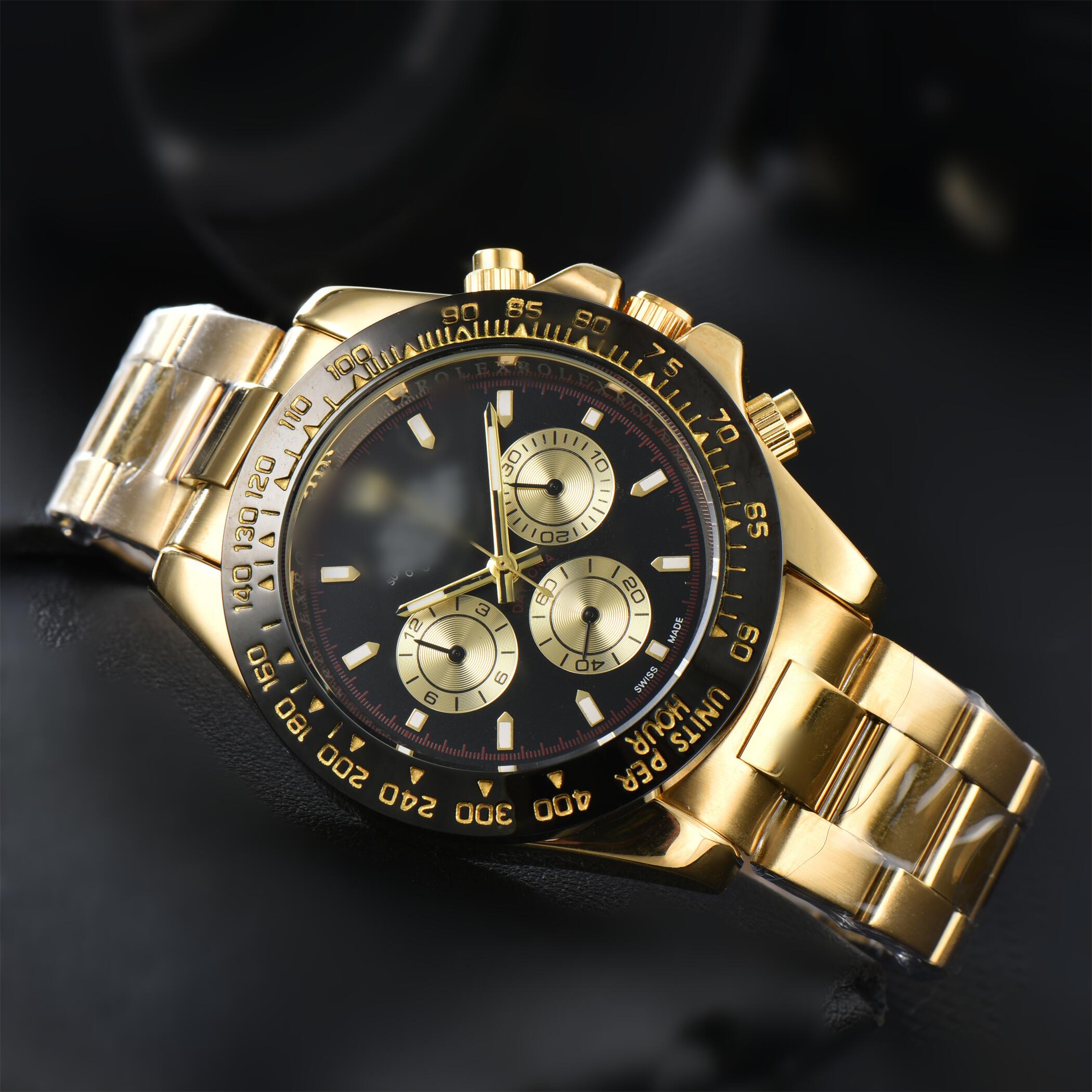 Mens DAY TONA Automatic Movement watch multifunction Wristwatch Designers Men Watches Stainless Steel Strap Gold Wristwatches Montre de luxe #263