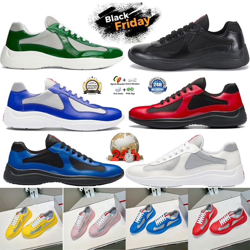 Designer shoes sneakers casual shoes flat trainers mens shoes women americas cup designer leather luxury patent leather white black green mesh lace-up size 38-46