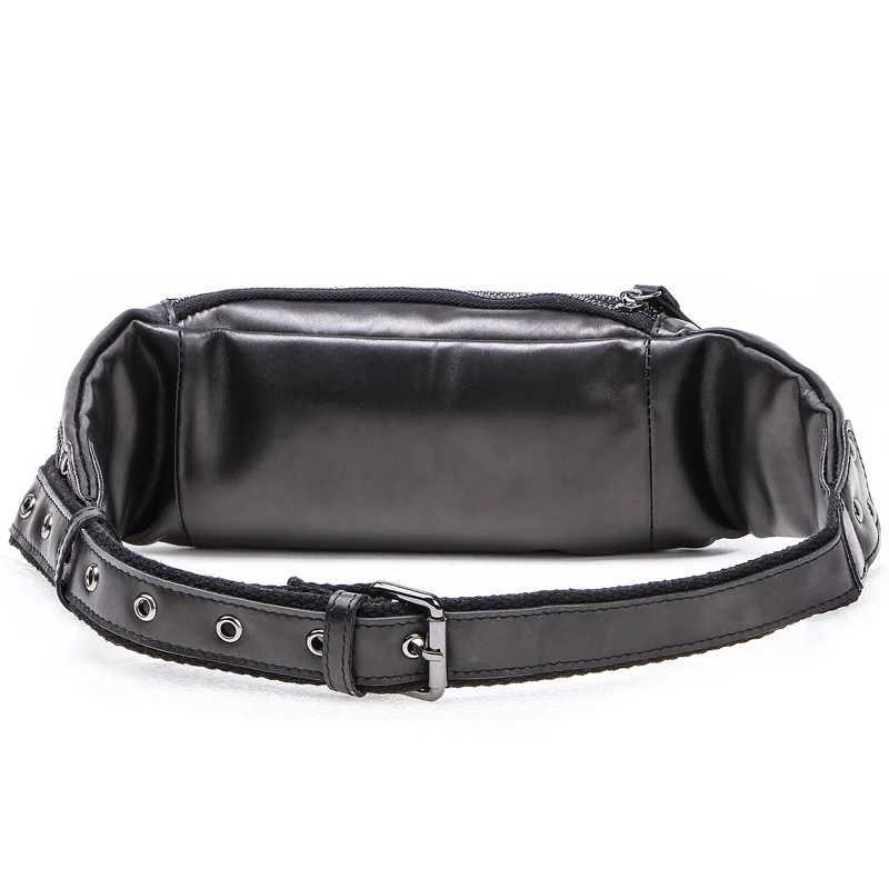 New casual small fanny pack men waist bag Cow leather male waist pack for cell phone credit cards travel chest bag men bag W250604