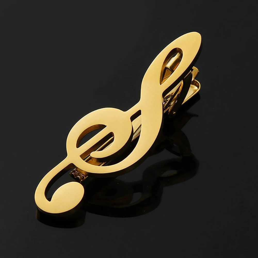 Hot Sale Mens Music Notation Metal Golden Piano Keys Necktie Clip Stainless Steel Clips Pin For Party Wedding Clips Accessories W250604