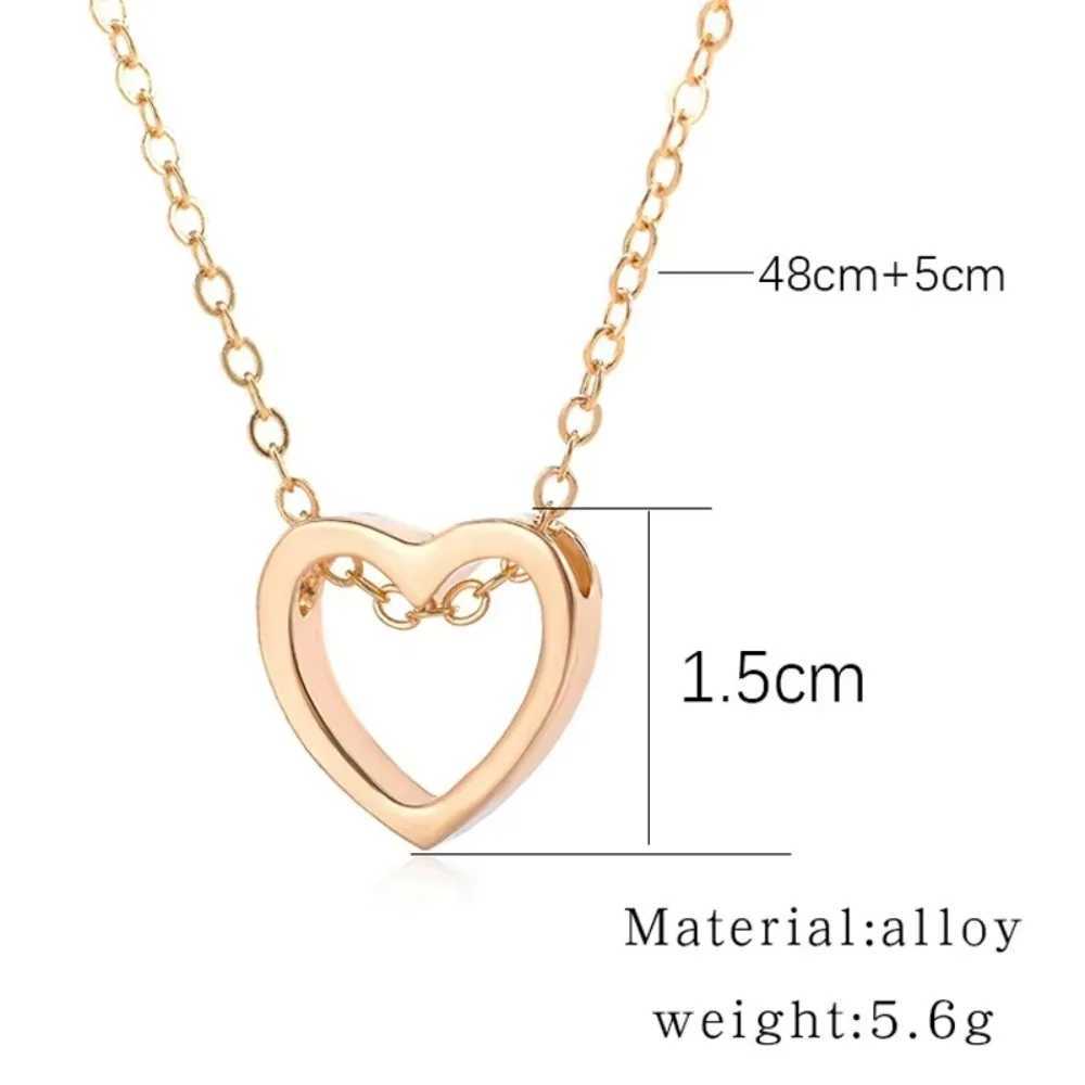 FSUNION Simple Womens Hollow Pendant Necklace Heart Design Black Gold Plated Fashion Jewelry Gifts Sliver Color Metallic Chain XJ250604