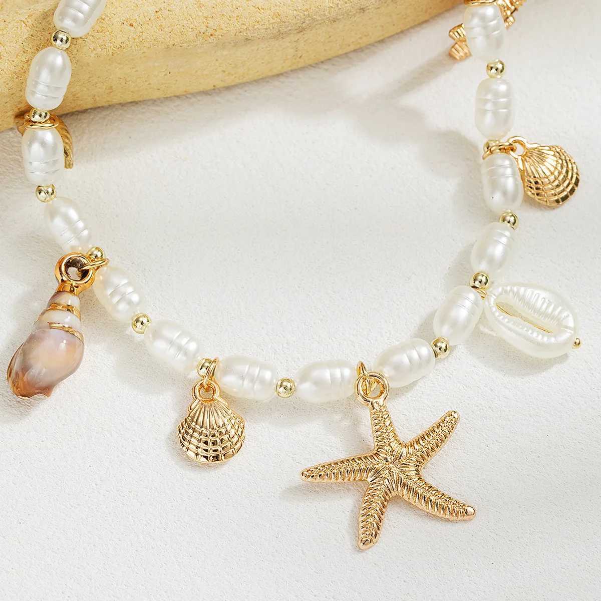 Boho Style Pearls Anklet for Women Girls Summer Trendy Fashion Starfish Pendant Ankle Bracelet Female Foot Beach Jewelry W250604