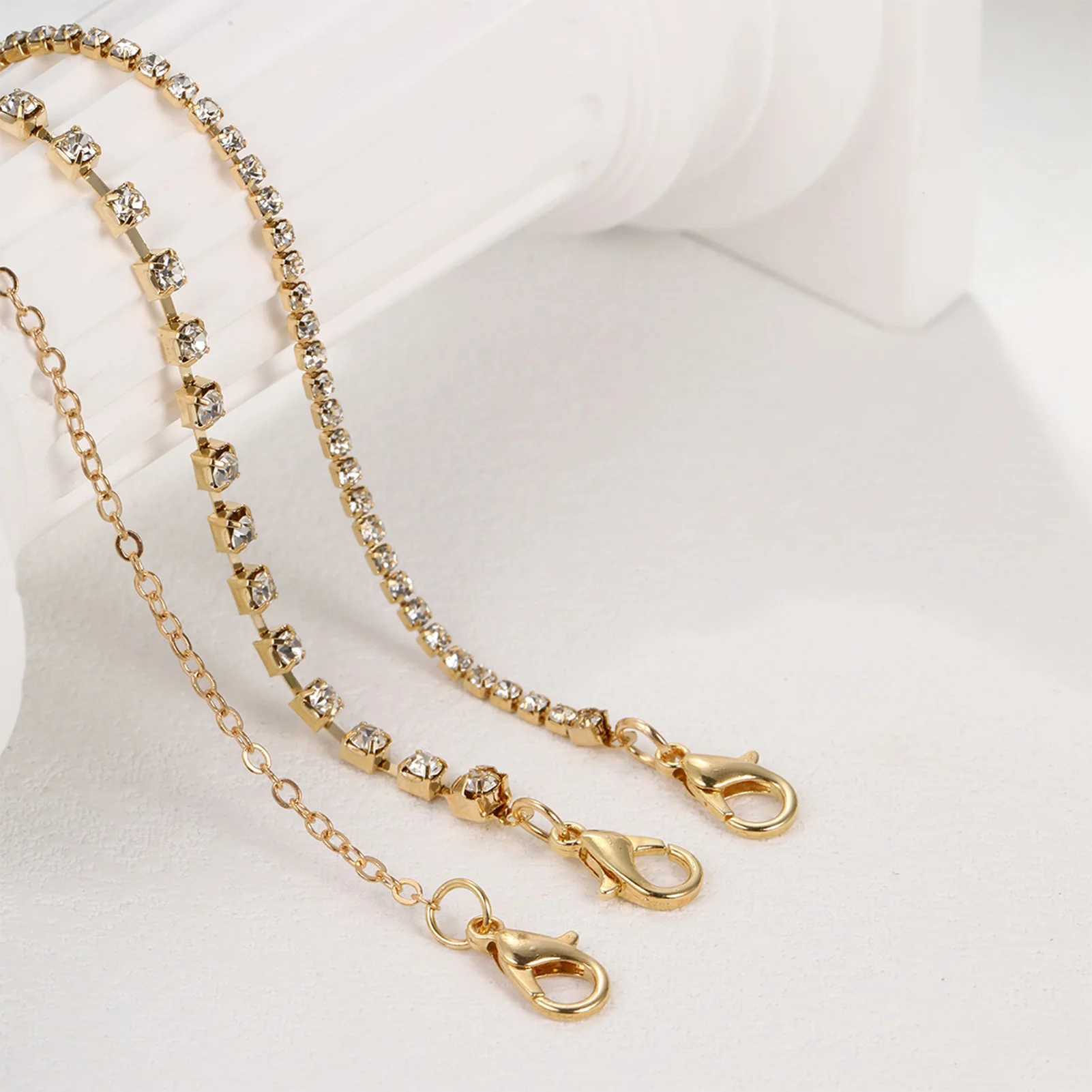 Bohemian Love Heart Anklets Sets for Women Fashion Gold Color Crystal Foot Chains Versatile Summer Boho Style Foot Jewelry W250604