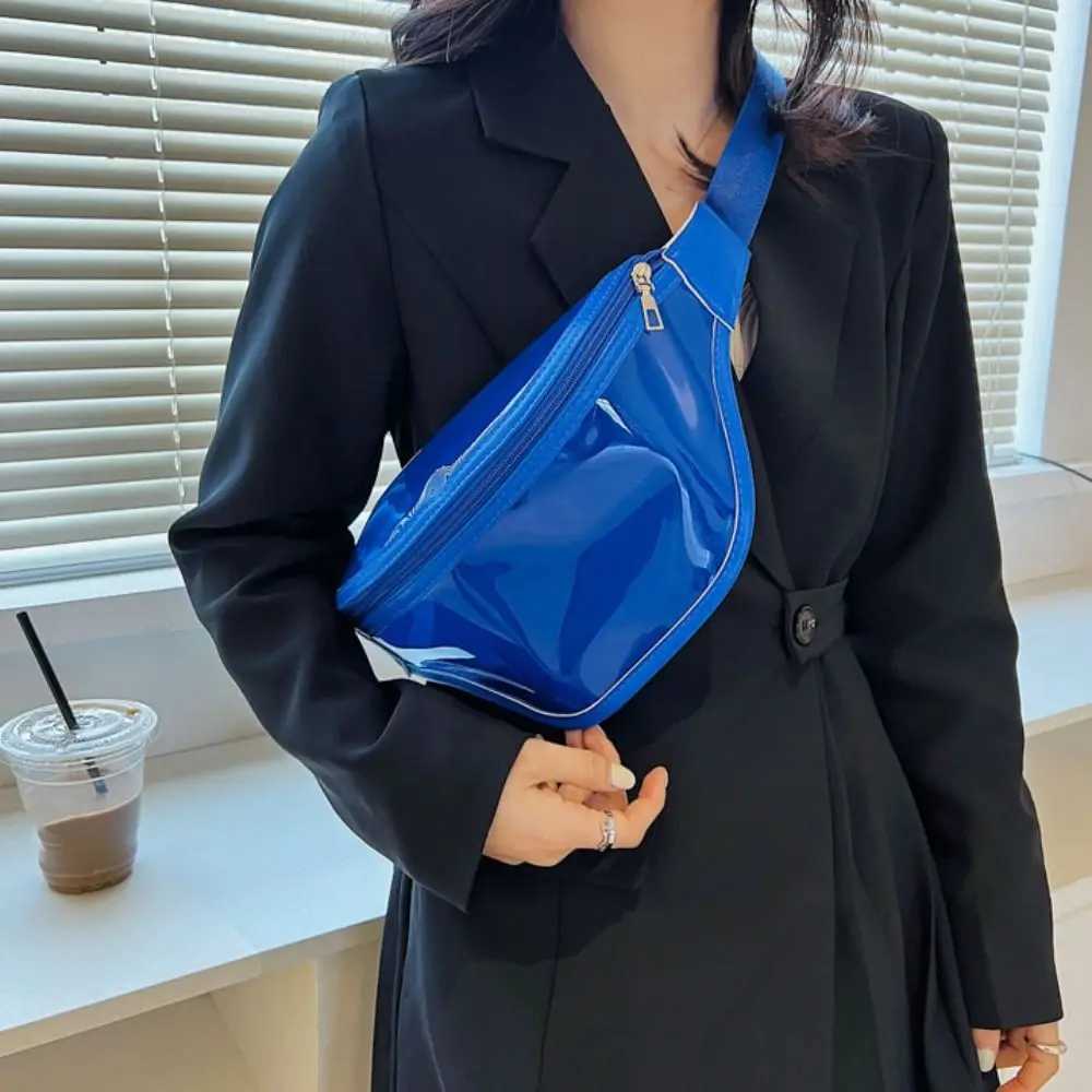 Casual Waterproof Transparent Waist Bag Zipper Shoulder Bag PVC Chest Bag Handbag Message Bag Transparent Pack for Women/Girls W250604