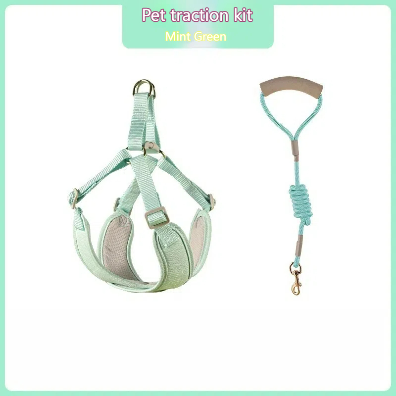 X-shaped Breathable Macaron Pet Harness & Leash Set for Small Dogs & Cats