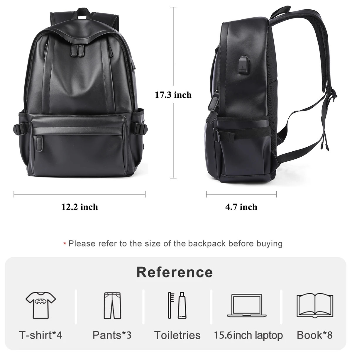 Leather Backpack for Men 14 inch Laptop Backpack Travel Daypack with USB Port Water Resistant Leather Business Daypack 250530