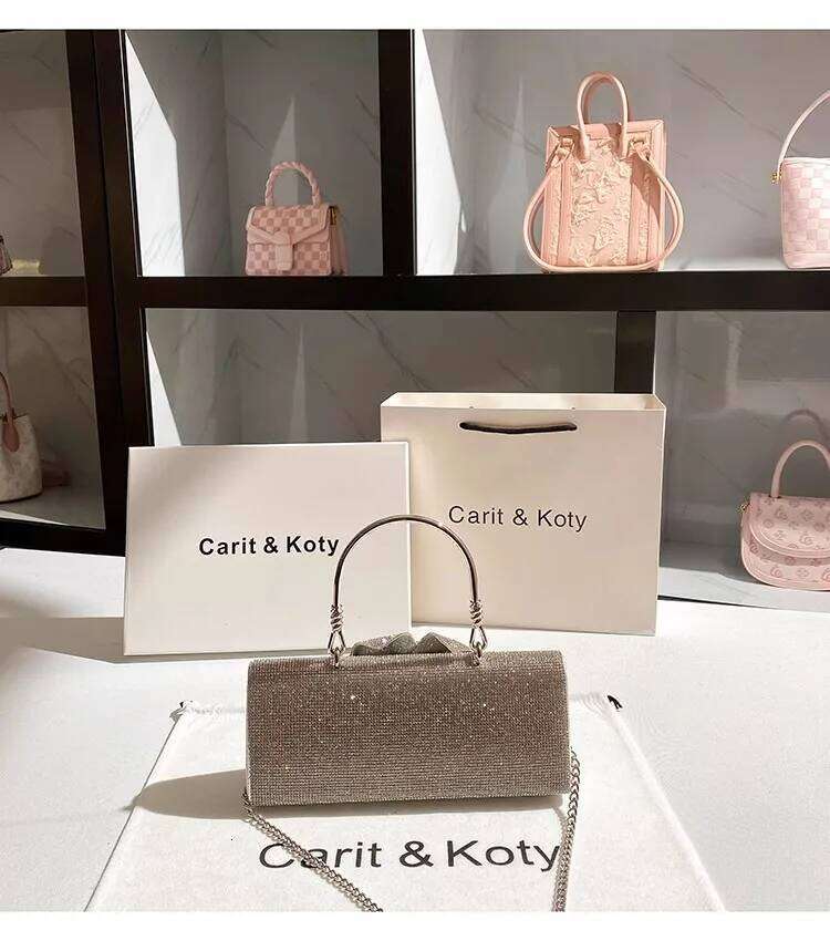 Designer Glitter Dia Floral Women's Handbag Crystal Rhinestones Evening Wedding Party Clutch Purse Crossbody Bag