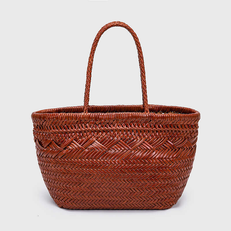 Woven Bag Leather Dragon Handwoven Top Layer Cowhide Basket Handbag Genuine Leather Ins Style Women S Bag Soft Woven Tote
