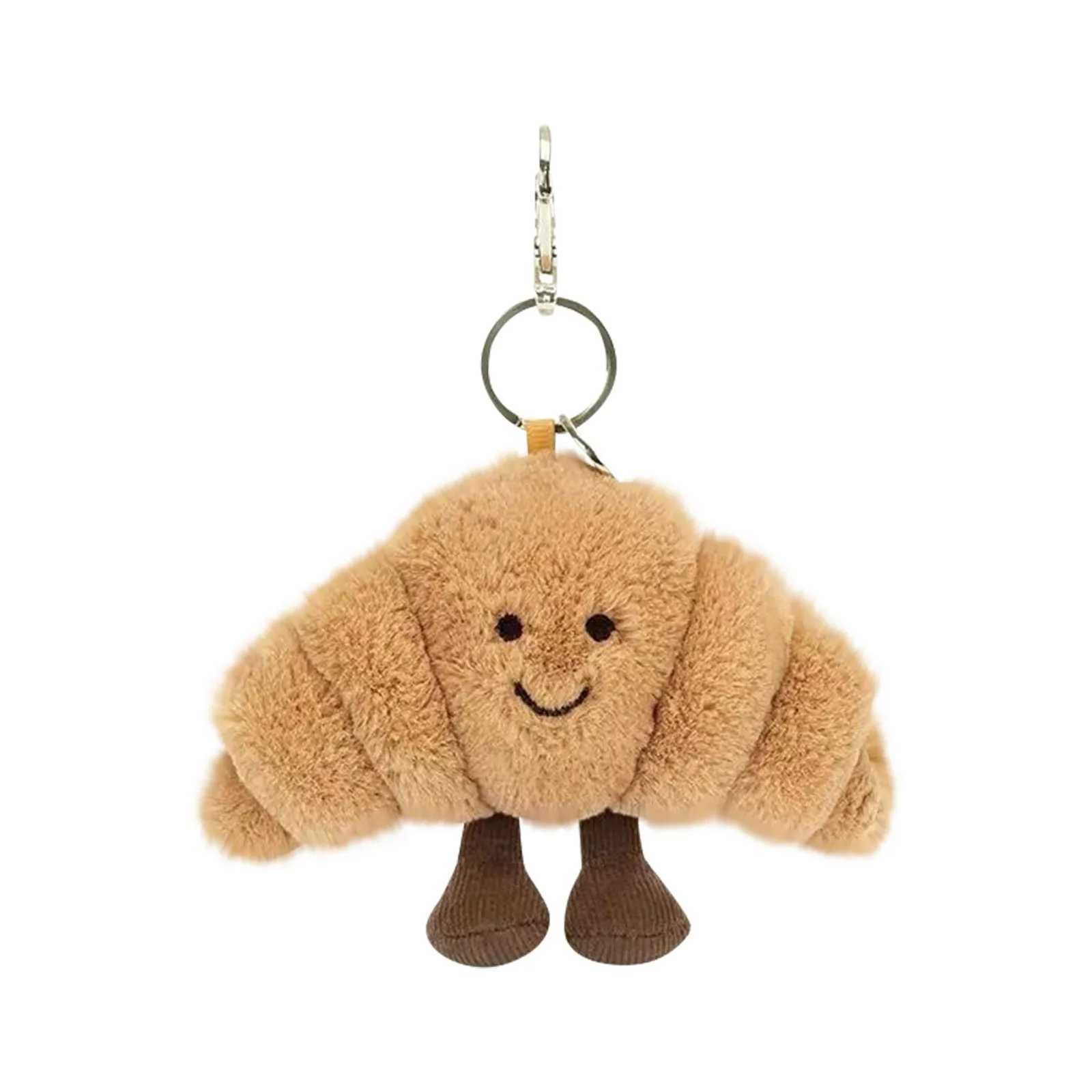 Adorable Croissant Bag Charm Keychain Cute Plush Novelty Food Shape Accessory for Mobile Phones or Bags Gift Idea W250604