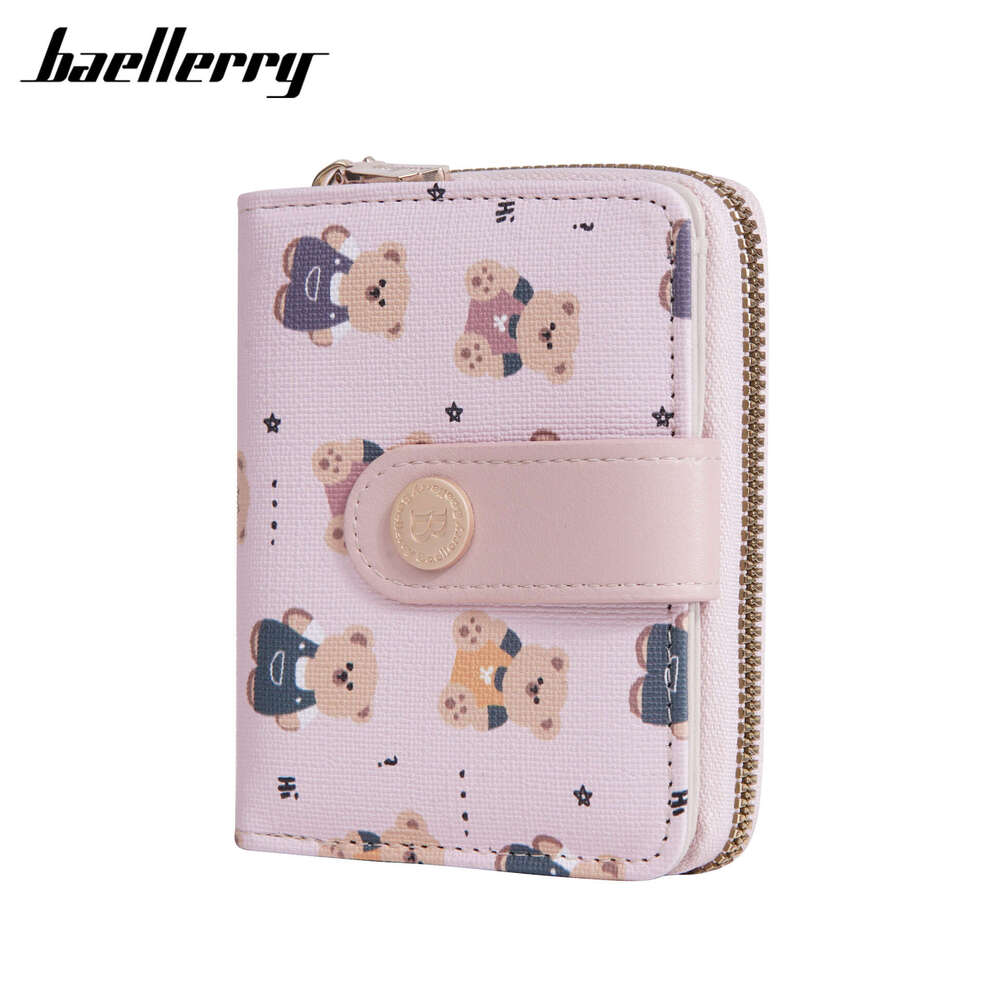 New High-End Bear Print Short Women's Ins Large Capacity 80% off Buckle PU Coin Purse Wallet