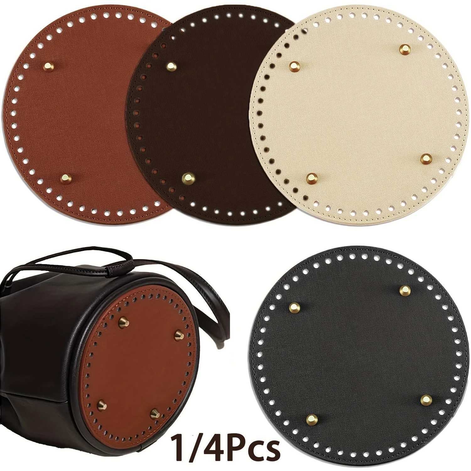 1-4Pcs Round PU Leather Bag Bottom Knitting Crochet Bags Bottom Shaper Pad Cushion Base for DIY Handbag Purse Making Supplies W250604
