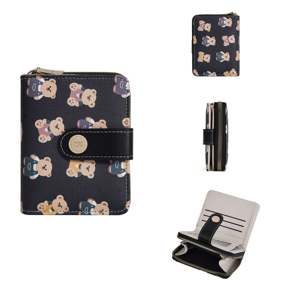 New Women's Short Wallet Baellerry Korean Version Cartoon Bear Pattern High-end Small Coin Purse
