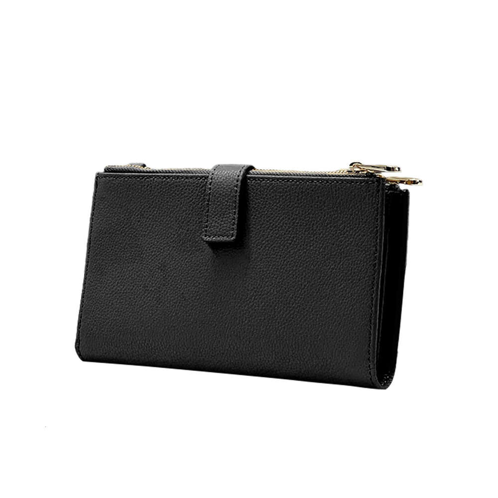 Long Women's Genuine Leather Multi-Card Slot Large Capacity Real Top Layer Cowhide Chain Card Holder Wallet