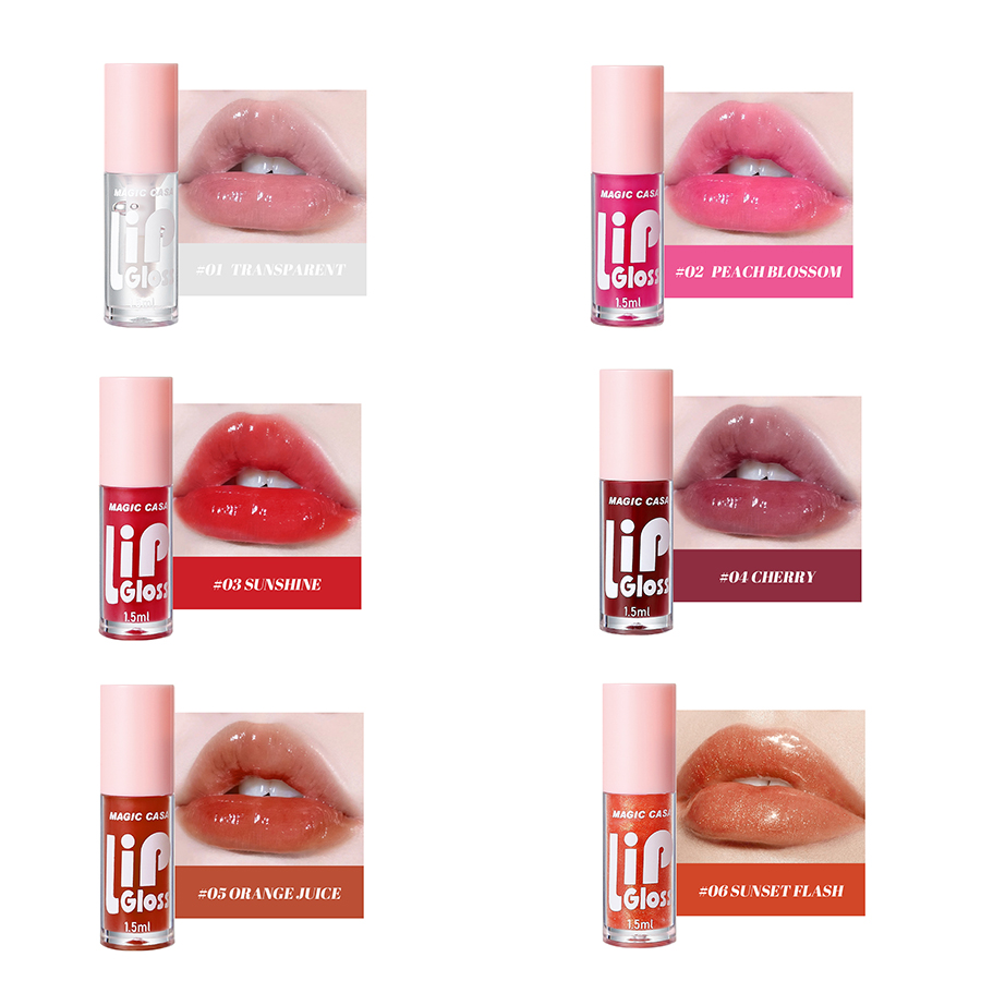 Six Colour Lip Oil, Watery Mirror Lip Glaze Set, Liquid Lipstick Moisturising Lip Gloss, Multi-Colour Lip Balm Highly Pigmented Tinted Lip Oil DH1002