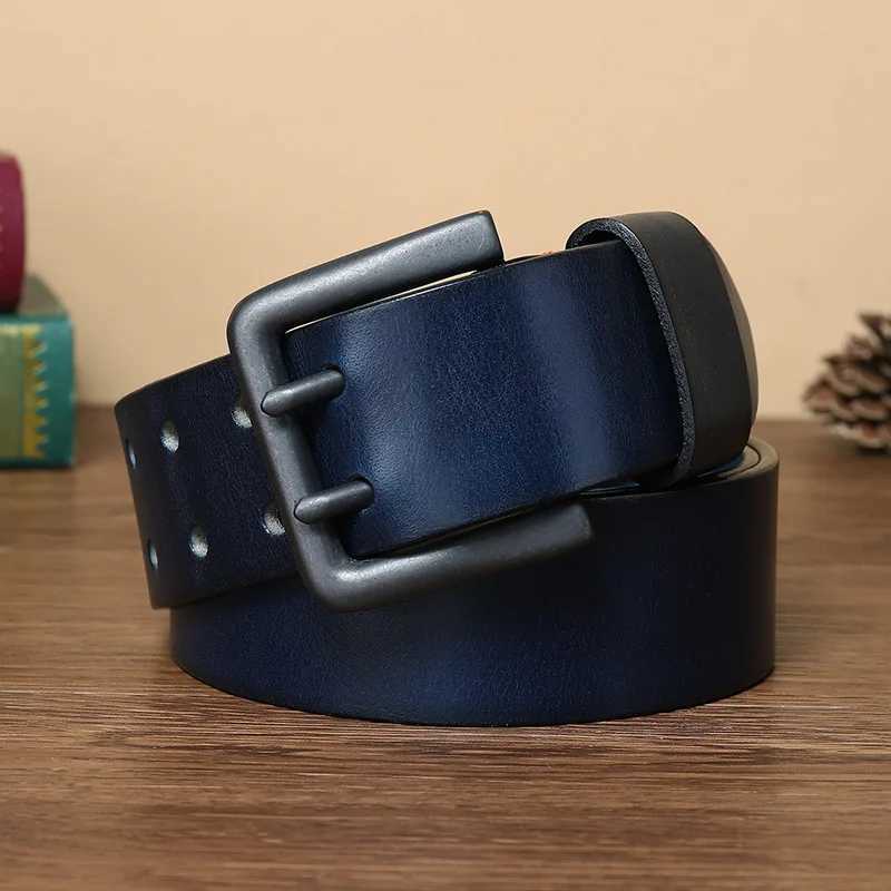 4.3CM Widened Double Needle Buckle Belt Mens Genuine Leather Top Layer Cowhide Retro Youth Versatile Casual Belt W250604