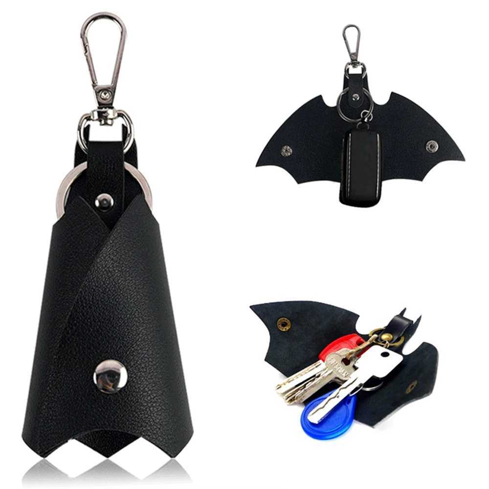 Fashion Bat Shape PU Leather Keychain Multicolor Car Key Protective Cover Keyring Women Men Anti-Lost Waist Key Bag Accessories M250604