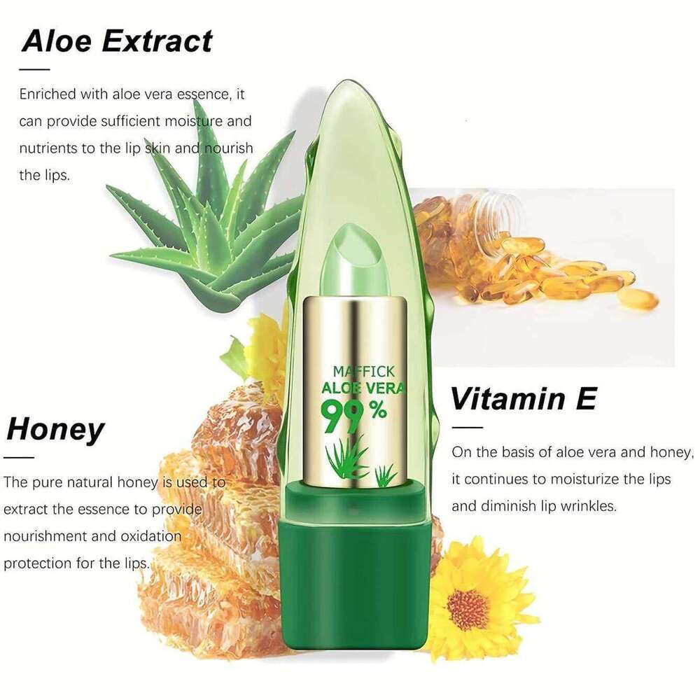 free shipping 1PC Moisturizing Aloe Vera Lipstick Discoloration Nutritious Plumper Balm Magic Cosmetic Makeup Lip Beauty Care