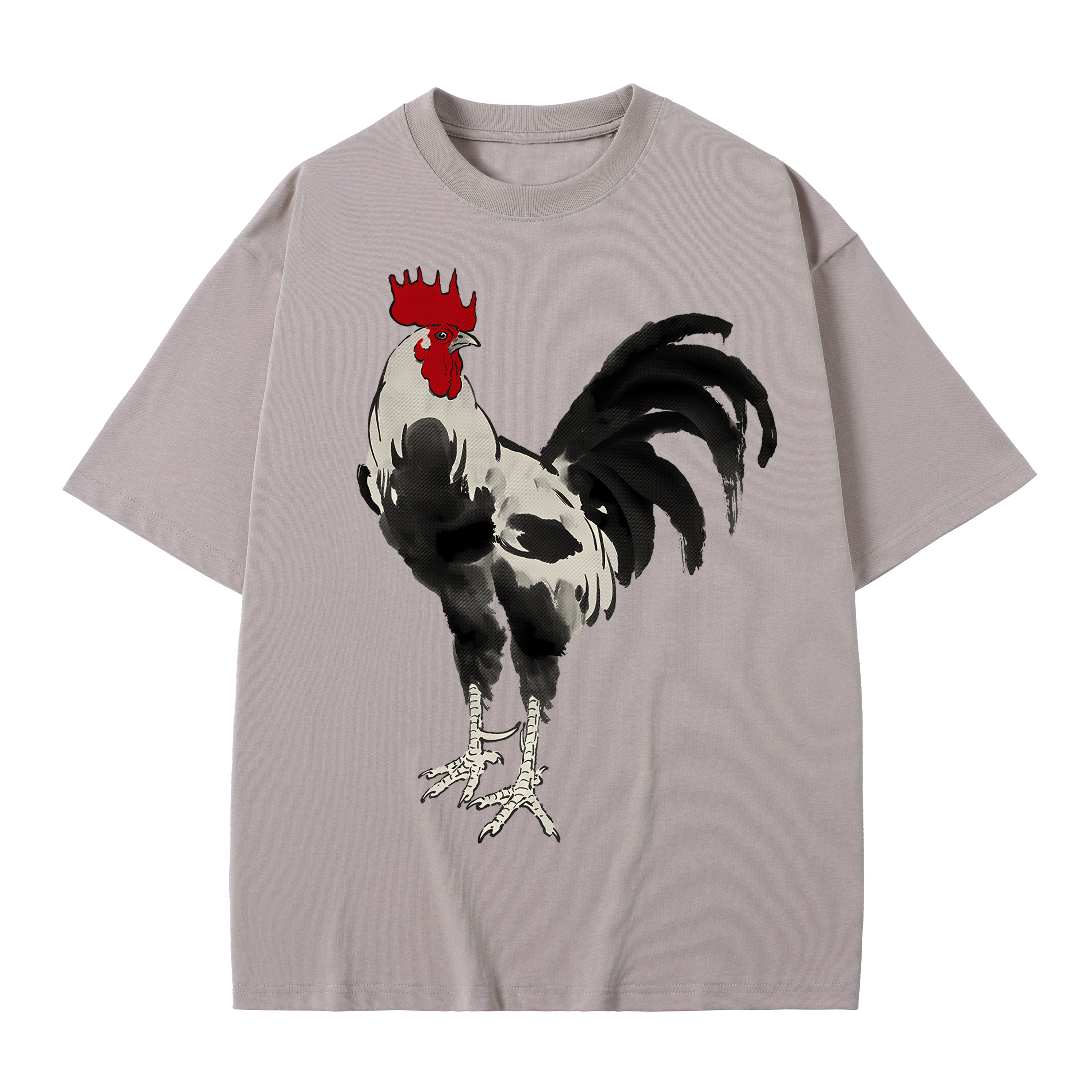 T-shirt men's top designer cotton T-shirt the silvery rooster short sleeved clothing high-quality fashionable T-shirt BROADTRUE