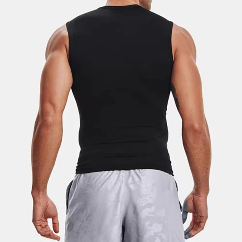 Mens Running Tank Top Summer Sleeveless Shirt Elastic Compression Tanktop Male Top Gym Fitness Singlets Training Sport Vest Men 250604
