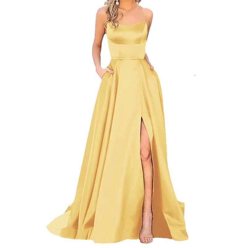 Solid Color Long Slimming Off-Shoulder Fashion Bridesmaid Group Evening Dress B5