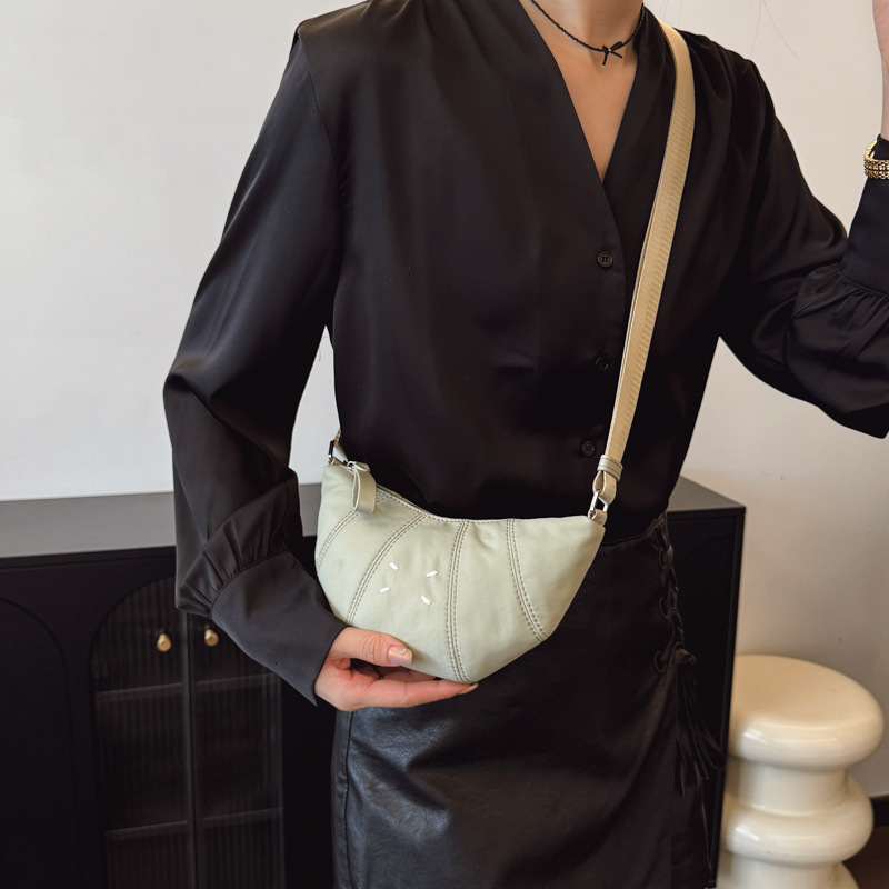 designer Canvas Lazy Style Croissant Bag for Women 2025 New Fashion High-Quality Niche Design Single Shoulder Crossbody Dumpling Bag