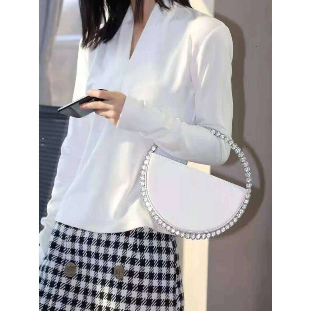 Rhinestone Round Ring Evening Bag Trendy Faux Leather Clutch Purse Women's Elegant Handbags For Party Prom Wedding Sac Luxe