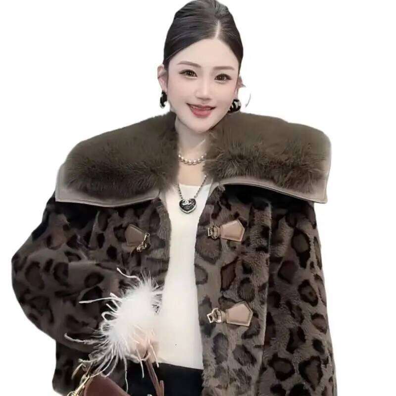 Faux Fur Coats for Women,Single Breasted Jacket,Thicken Warm Female Clothes,Spliced,,Turn-down Collar,New,Winter,2025