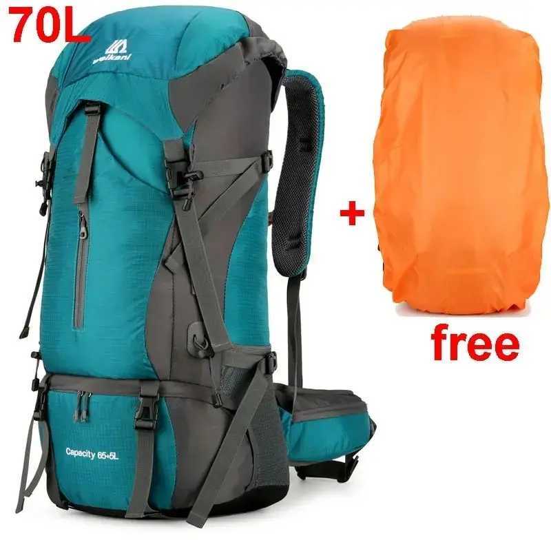 Waterproof Nylon Bag Camping Travel Backpack With Rain Cover Outdoor Hiking Mountaineering Men Shoulder Climbing Travel Bags W250603