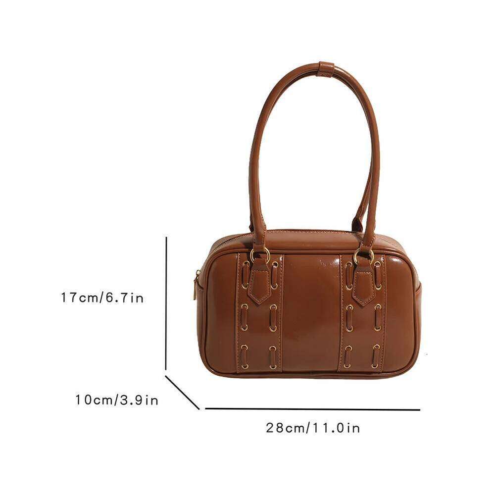 Women's Bags Designer Shoulder Bags For Women PU Leather Female Boston Solid Color Ladies Underarm Retro Handbag Commute Tote Bag