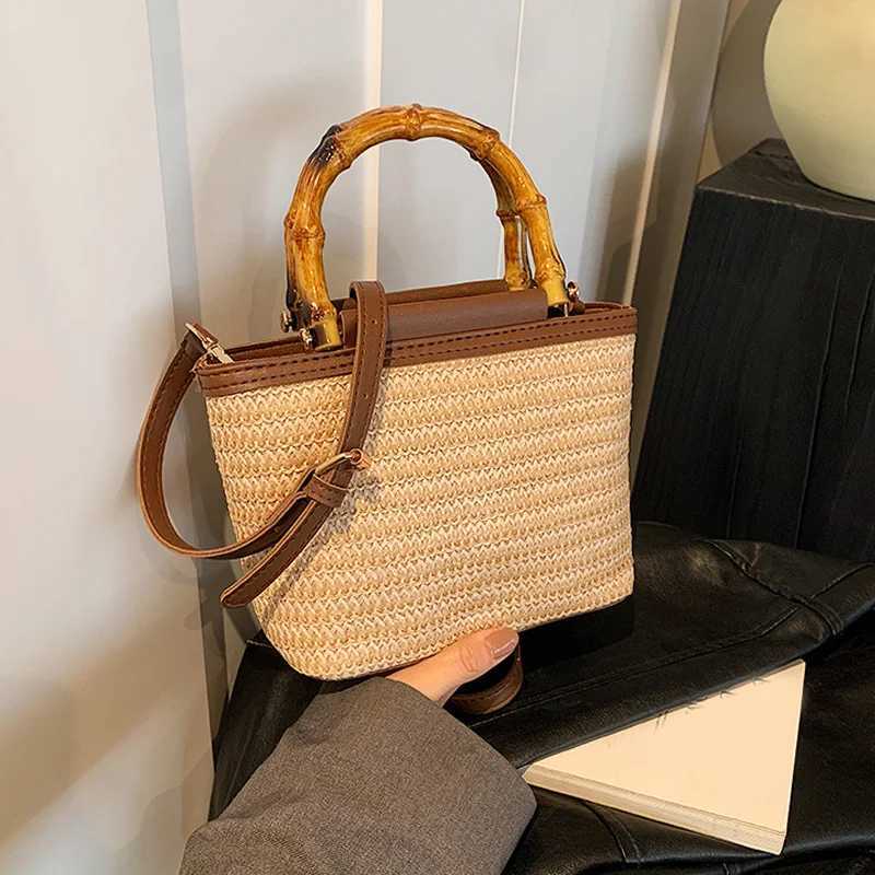 Summer New Niche Crossbody Bag Handwoven Small Bucket Handbag Womens Quality Straw Tote BagXJ250604