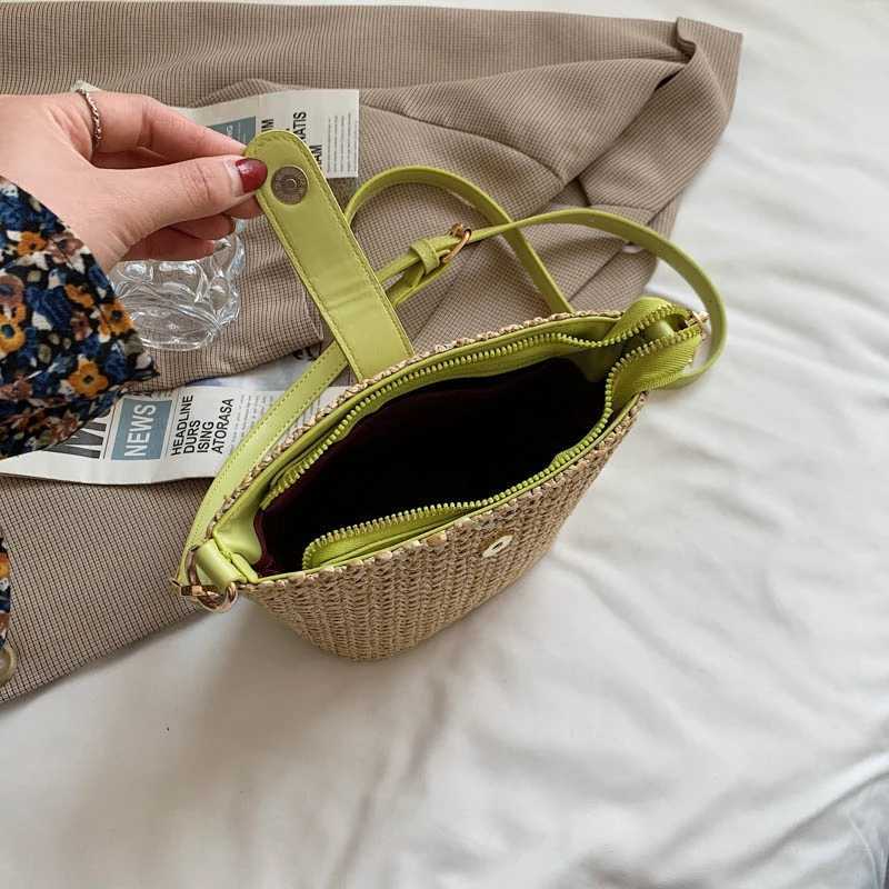 LEFTSIDE Weave Mini Straw Bucket Shoulder Bags for Women 2025 Summer Ladies New Crossbody Bag Females Beach Bags Lady Handbags XJ250604